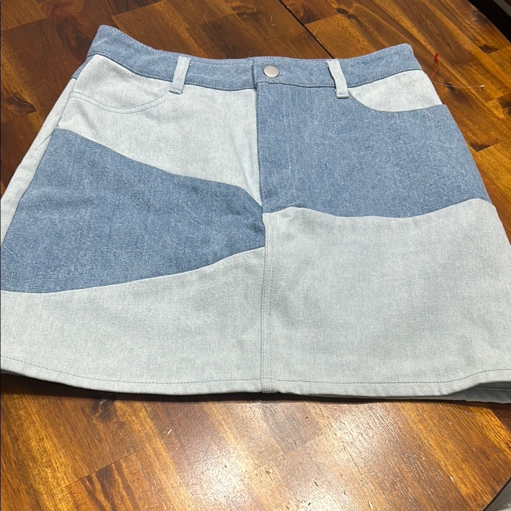 Altar'd State Blue Denim Mini Skirt Casual A-Line